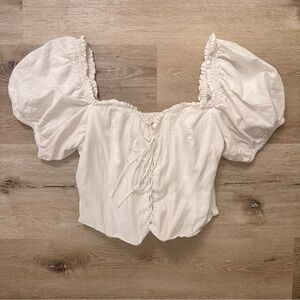 White Puff Sleeve Women's Top